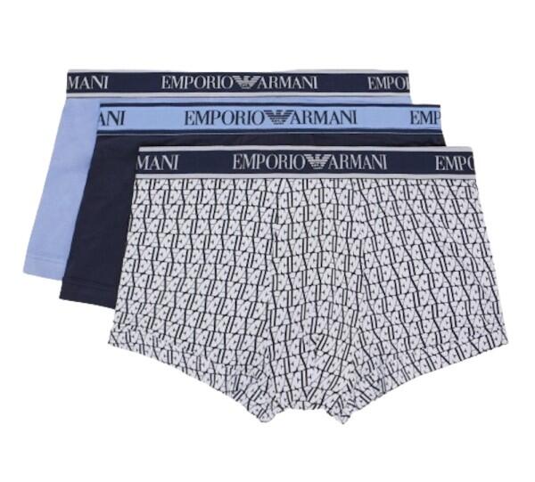 Emporio Armani - Emporio Armani 3er Set Stretch Cotton Trunk, Blau / Weiß / Marine - Gr. - M von Emporio Armani