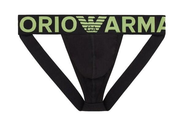 Emporio Armani - Emporio Armani Cotton Jockstrap, Schwarz / Grün - Gr. - XL von Emporio Armani