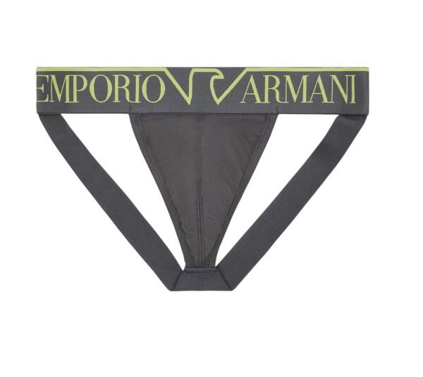 Emporio Armani - Emporio Armani Megalogo Stretch Cotton Jockstrap, Grau - Gr. - XL von Emporio Armani