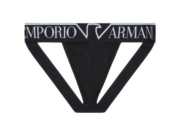 Emporio Armani - Emporio Armani Megalogo Stretch Cotton Jockstrap, Schwarz - Gr. - XL von Emporio Armani