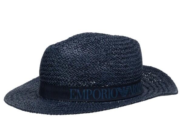 Emporio Armani - Emporio Armani Strohhut, Dunkelblau Gr. 57 von Emporio Armani