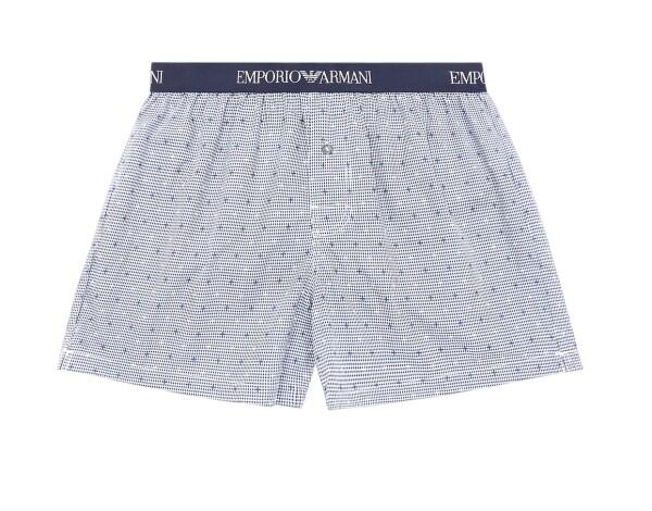 Emporio Armani - Emporio Armani Woven Cotton Boxershorts, Vichy Blau - Gr. - M von Emporio Armani