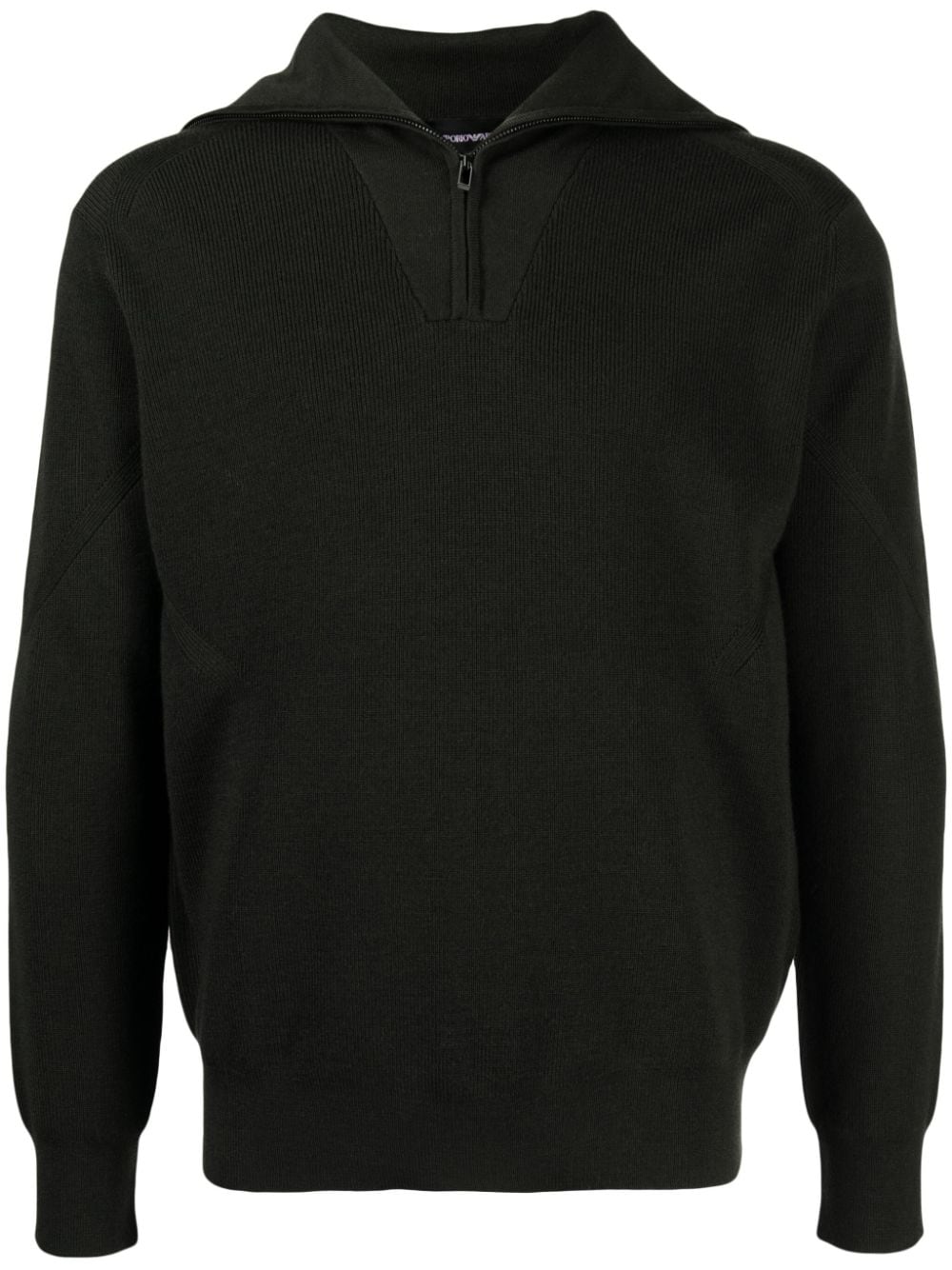 Emporio Armani Gerippter Pullover mit Reißverschluss - Braun von Emporio Armani