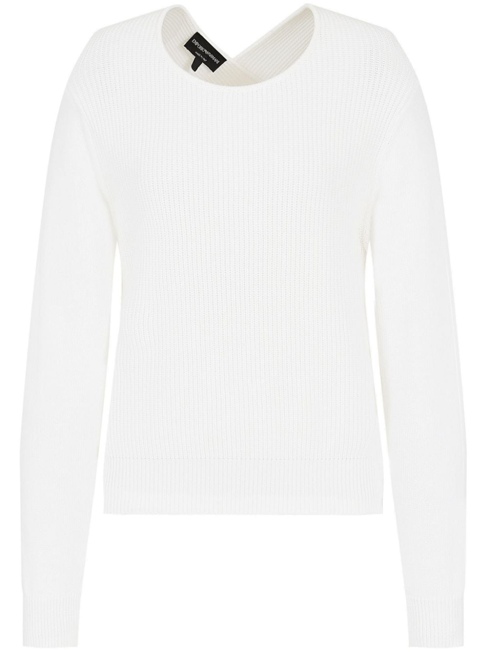 Emporio Armani Gerippter Strickpullover mit Cut-Out - Weiß von Emporio Armani