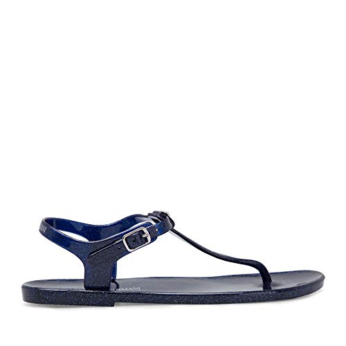 Emporio Armani Gummi oder Seegummi Tangasandale Artikel X3QS06 XL816 FLIP Flop PVC, M605 Blue+Glitter Silver, EU 39 - UK 6 - USA 6,5 - CN 251/88 von Emporio Armani