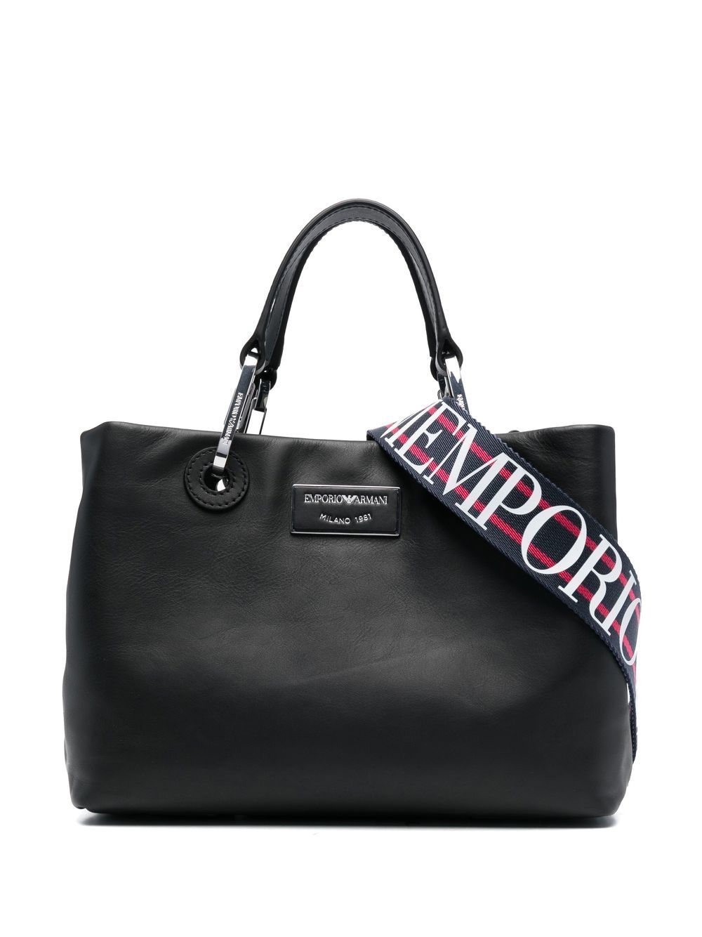 Emporio Armani Handtasche mit Logo-Schild - Schwarz von Emporio Armani