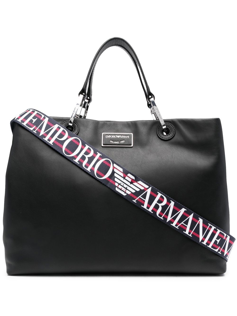 Emporio Armani Handtasche mit Logo-Schild - Schwarz von Emporio Armani