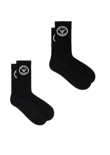 Emporio Armani Herren 2er-Pack Kurze Socken, Schwarz, Einheitsgre von Emporio Armani