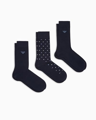 Emporio Armani Herren Allover Eagle 3-Pack Short 3er-Pack Socken, blau, Einheitsgröße von Emporio Armani