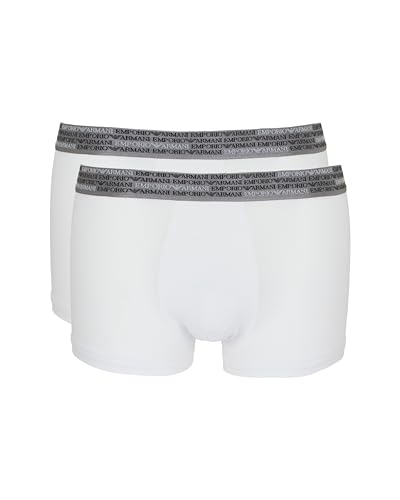 Emporio Armani Herren Allover Logo Elastic 2-Pack Trunk Badehose, weiß, L von Emporio Armani