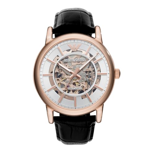 Emporio Armani Herrenuhr , Automatikwerk, 43mm Rose Gold Edelstahlgehäuse mit Lederarmband, AR60007 von EMPORIO ARMANI