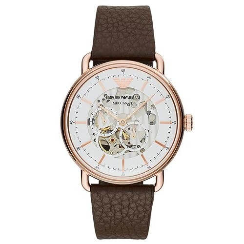 Emporio Armani Herrenuhr , Automatikuhrwerk, 43mm Rose Gold Edelstahlgehäuse mit Lederarmband, AR60027 von Emporio Armani