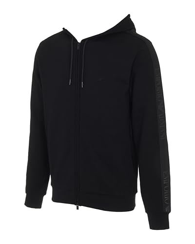 Emporio Armani Herren Basic Terry Hoodie Zip Sweatshirt Kapuzenpullover, Schwarz, L von Emporio Armani