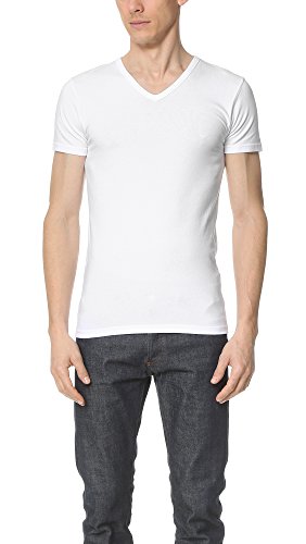 Emporio Armani Herren Baumwoll-Stretch-Vneck - Wei - Mittel von Emporio Armani