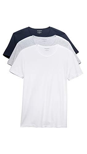 Emporio Armani Herren T-Shirt aus Baumwolle mit Rundhalsausschnitt Unterhemd, Grau/Weiß/Marineblau, Groß (3er Pack) von Emporio Armani