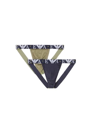 Emporio Armani Herren Bold Monogram 2-Pack Jockstrap Suspensorium, Oliva/Marine, XL Emporio Armani Herren Bold Monogram 2-Pack Jockstrap Suspensorium, Oliva/Marine, XL von Emporio Armani