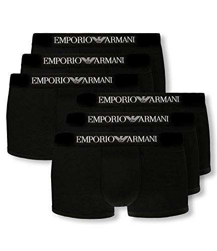 Emporio Armani Herren Boxershorts Unterhosen Pure Cotton Trunk 111610-CC722 6er Pack, Farbe:Schwarz, Wäschegröße:M, Menge:6er Pack (2X 3er), Artikel:-21320 Black von Emporio Armani