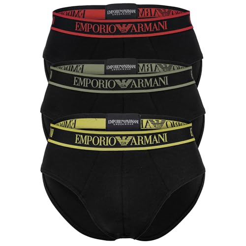 Emporio Armani Herren CORE Logoband 3-Pack Brief Slip, Nero/Nero/Nero, S von Emporio Armani
