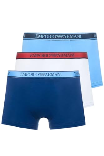 Emporio Armani Herren CORE Logoband 3-Pack Trunk Badehosen, Bianc/INCHIOS/AZZURR, XXL von Emporio Armani