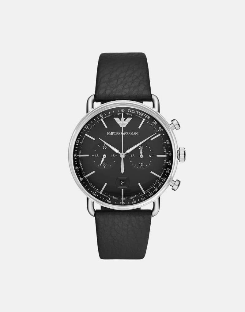Emporio Armani - Herren-Chronograph mit Lederarmband in Schwarz Emporio Armani - Herren-Chronograph mit Lederarmband in Schwarz von Emporio Armani