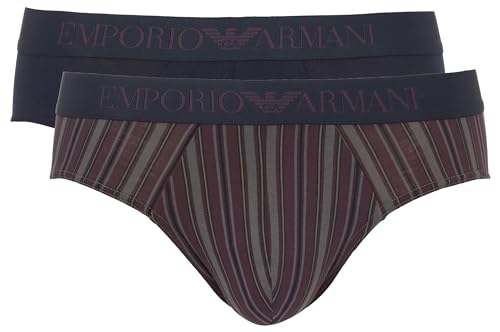 Emporio Armani Herren Classic Pattern Mix 2-Pack Brief Slip, Stampa Righe/Marine, L von Emporio Armani