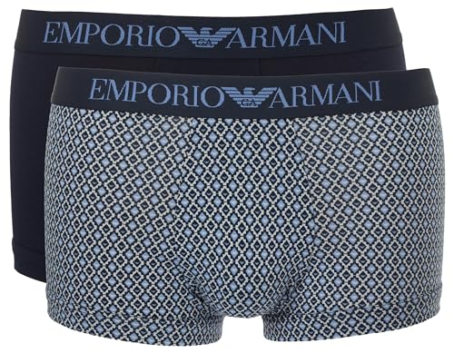 Emporio Armani Herren Classic Pattern Mix 2-Pack Trunk Badehosen, Stampa ROMBO/Marine, M von Emporio Armani