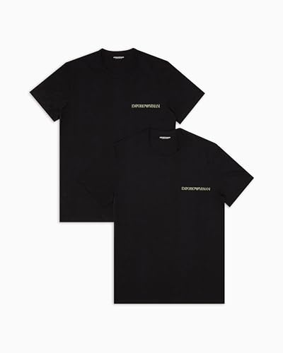 Emporio Armani Herren Core Logoband Crew Neck 2-Pack T-Shirt, schwarz/schwarz, XL von Emporio Armani