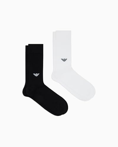 Emporio Armani Herren Eagle Rib 2-Pack Short 2er-Pack Socken, Schwarz, Einheitsgröße von Emporio Armani