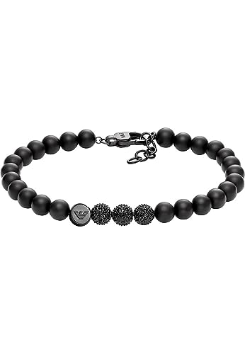 Emporio Armani Herren-Edelstahlarmband mit Karabiner-, Schieber- oder Magnetverschluss, Mattes Schwarz von Emporio Armani