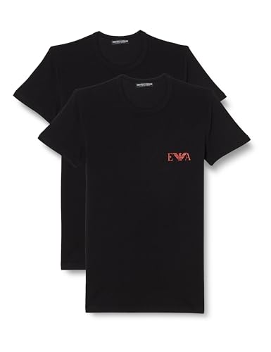 Emporio Armani Herren Emporio Armani Men's 2-pack Bold Monogram T-shirt T Shirt, Black/Black, M EU von Emporio Armani