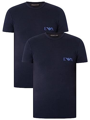 Emporio Armani Herren Emporio Armani Men's 2-pack Bold Monogram T-shirt T Shirt, Marine/Marine, L EU von Emporio Armani