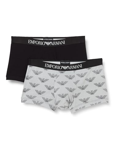 Emporio Armani Herren Emporio Armani Men's 2-pack Classic Pattern Mix Trunks, Eagle Print/Black, L EU von Emporio Armani