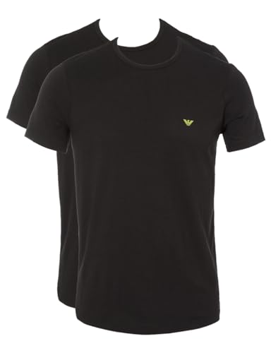 Emporio Armani Herren Emporio Armani Men's 2-pack Pure Cotton Crew Neck T-shirt T Shirt, Black/Black, L EU von Emporio Armani