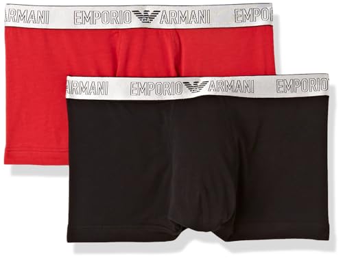 Emporio Armani Herren Emporio Armani Men's 2-pack Silver Set Trunks, Black/Red, L EU von Emporio Armani