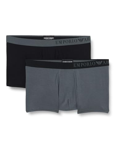 Emporio Armani Herren Emporio Armani Men's 2-pack Soft Touch Bamboo Viscose Trunks, Black/Anthracite, M EU von Emporio Armani