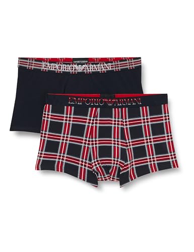 Emporio Armani Herren Emporio Armani Men's 2-pack Tartan Gift Box Trunks, Check/Marine, L EU von Emporio Armani