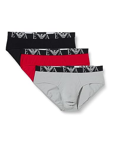 Emporio Armani Herren Emporio Armani Men's 3-pack Bold Monogram Boxer Briefs, Red/Stone/Black, M EU von Emporio Armani