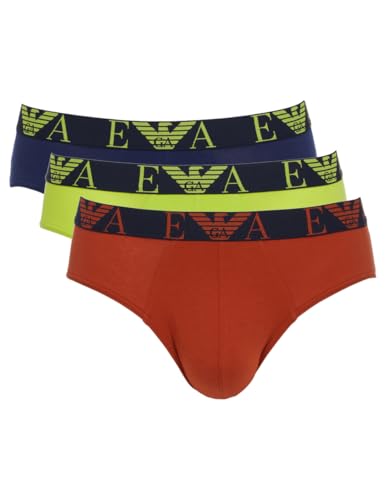 Emporio Armani Herren Emporio Armani Men's 3-pack Bold Monogram Boxer Briefs, Rust/Lime/Ink, M EU von Emporio Armani