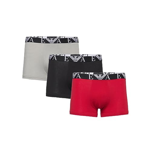 Emporio Armani Herren Emporio Armani Men's 3-pack Bold Monogram Trunks, Red/Stone/Black, L EU von Emporio Armani