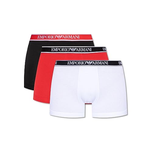 Emporio Armani Herren Emporio Armani Men's 3-pack Core Logoband Trunks, White/Black/Red, M EU von Emporio Armani