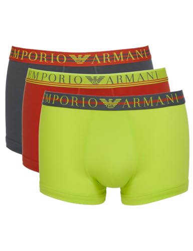 Emporio Armani Herren Emporio Armani Men's 3-pack Mixed Waistband Trunks, Lime/Rust/Anthracite, L EU von Emporio Armani