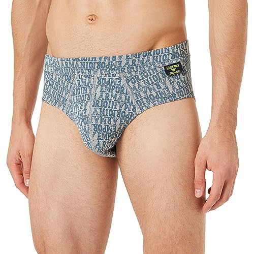 Emporio Armani Herren Emporio Armani Men's All Over Bold Logo Boxer Briefs, Grey Melange/Artic, L EU von Emporio Armani