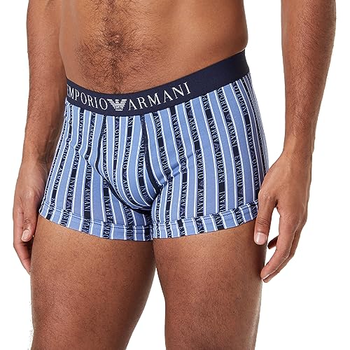 Emporio Armani Herren Emporio Armani Men's All Over Logo Trunks, Colony Blu Vertical Stripes, M EU von Emporio Armani