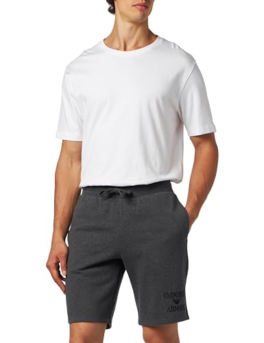 Emporio Armani Herren Emporio Armani Men's Bermuda Iconic Terry Sweatpants, Black Melange Grey, M EU von Emporio Armani