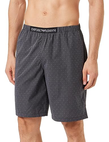 Emporio Armani Herren Emporio Armani Men's Bermuda Yarn Dyed Woven Pajama Sweatpants, Black/Pearl Micropattern, L EU von Emporio Armani