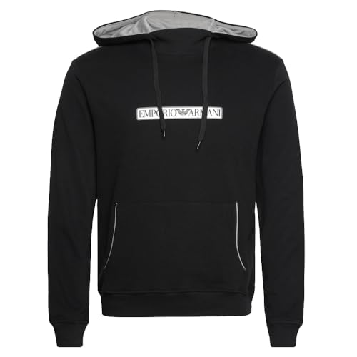 Emporio Armani Herren Emporio Armani Men's Brushed Terry Hooded Sweatshirt, Schwarz, L EU von Emporio Armani