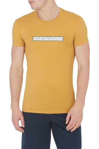 Emporio Armani Herren Emporio Armani Men's Crew Neck T-shirt Logo Label T Shirt, Mustard Yellow, S EU von Emporio Armani