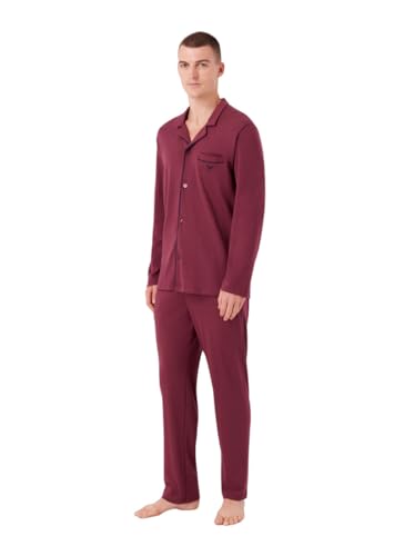 Emporio Armani Herren Emporio Armani Men's Interlock With Shirt And Trousers Pajama Set, Burgundy, L EU von Emporio Armani
