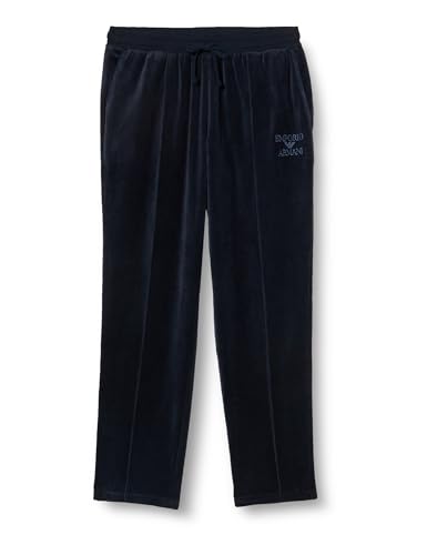 Emporio Armani Herren Emporio Armani Men's Jacquard Chenille Trousers With Pintuck Detail And Bold Logo Sweatpants, Marine, S EU von Emporio Armani