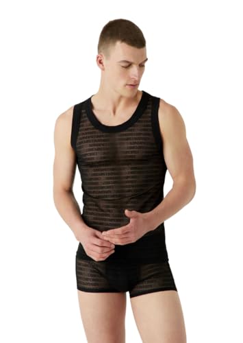 Emporio Armani Herren Emporio Armani Men's Tank Jacquard Logo Mesh T Shirt, Schwarz, M EU von Emporio Armani